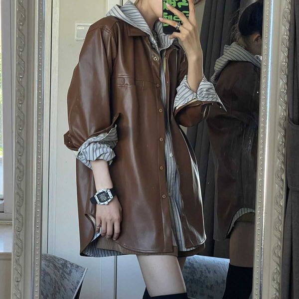 Fashion men' wear American jacket women' 2023 autumn and winter new high-end cool sassy leather Hooded striped shirt
Fashion men' wear American jacket women' 2023 autumn and winter new high-end cool sassy leather Hooded striped shirt