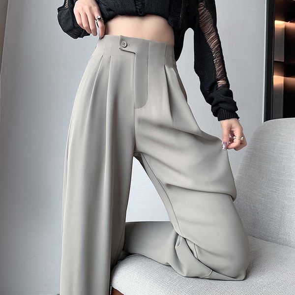 

Fashion men's wear Suit Pants Women's Spring and Autumn 2023 New High Waist Sagging Wide Leg Loose Slim Narrow Edition Floor Sweeping Commuter, Advanced grey routine