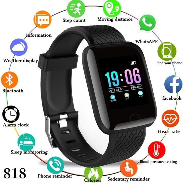 Image of 116plus Smart Watch Men Blood Pressure Waterproof Smartwatch Women Heart Rate Monitor Fitness Tracker Watch Sport For Android IOS 818DD