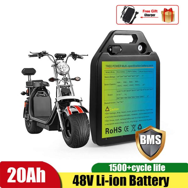 Image of Waterproof 48V 20Ah Lithium-Ion Battery 18Ah 15Ah 12Ah 25Ah for Two Wheel Foldable Citycoco Electric Scooter Bicycle +3A Charger