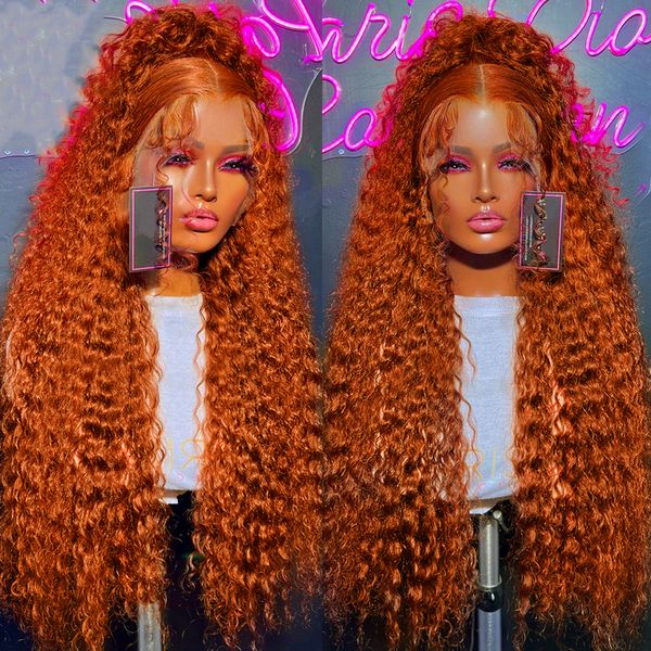 Peruvian Ginger Orange Deep Curly Full Front Human Hair Wigs Water Wave HD Lace Frontal Wig Synthetic for Black Women, Ombre color
Peruvian Ginger Orange Deep Curly Full Front Human Hair Wigs Water Wave HD Lace Frontal Wig Synthetic for Black Women, Ombre color