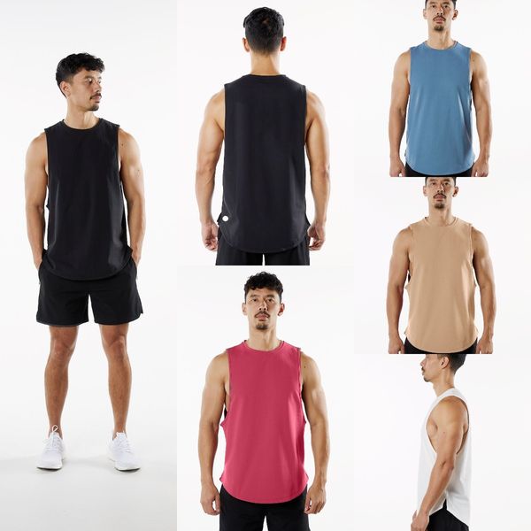 

LU-864# Men Sports Outfit Solid Color Sports Leisure Plus Size Vest Men's Exercise Breathable Sleeveless O Neck Basketball Vest, Fuchsia