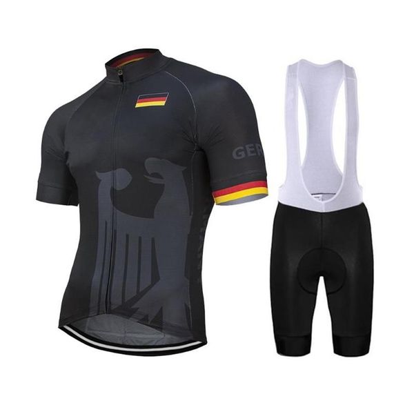 Image of Germany Men Summer Black Cycling Jersey Set Bike Road Mountain Race Tops Bicycle Wear Cycling Set 9D Gel Breathable249z