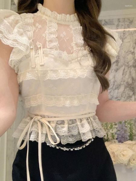 Women's Blouses Summer Lace Vintage Kawaii Blouse Women Flying Sleeve Elegant Sweet Shirts Female Holiday Bandage Korean Casual Cl Pntm, Beige
Women's Blouses Summer Lace Vintage Kawaii Blouse Women Flying Sleeve Elegant Sweet Shirts Female Holiday Bandage Korean Casual Cl Pntm, Beige