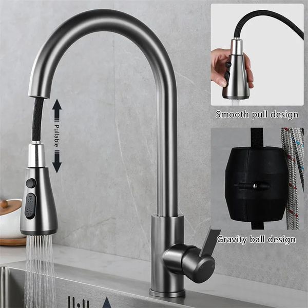 Kitchen Faucets Basin Faucet 304Stainless Steel Mixer water Cold 80 Cm Hoses Pull Out 360 Rotation Ceramic Core Surface Brush 230921
Kitchen Faucets Basin Faucet 304Stainless Steel Mixer water Cold 80 Cm Hoses Pull Out 360 Rotation Ceramic Core Surface Brush 230921