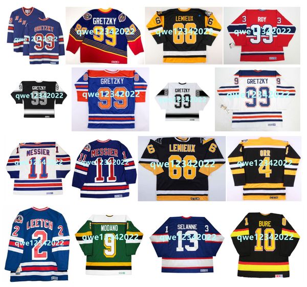 Image of 99 Wayne Gretzky CCM Throwback Hockey Jersey Stanley Cup 66 Lemieux 11 Mark Messier 33 Patrick Roy 2 Brian Leetch 9 Mike Modano 10 Pavel Bure 13 Teemu Selanne Size M-3XL