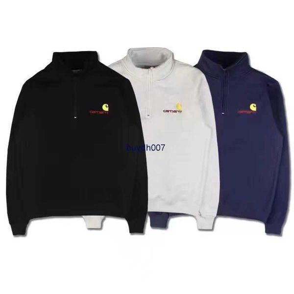 men's hoodie sweatshirt fashion designer brand carhart half zip with fleece embroidery letters loose couple casual mock neck pullover, Black
men's hoodie sweatshirt fashion designer brand carhart half zip with fleece embroidery letters loose couple casual mock neck pullover, Black