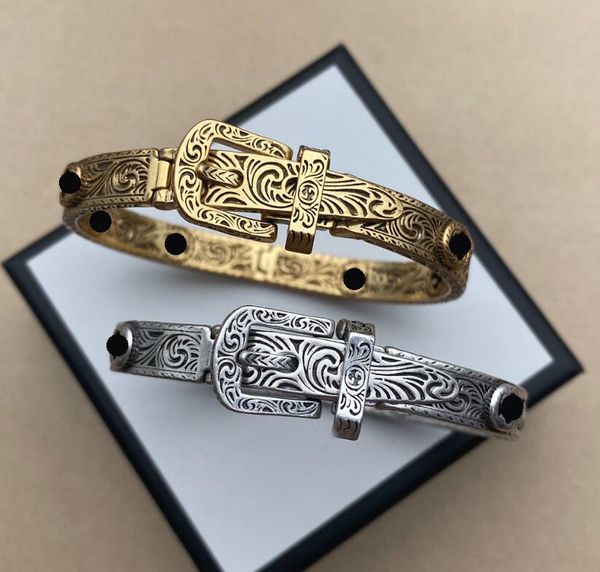 mens women hip hop belt buckle design bangle bracelet retro g womens luxury designer jewelry party wristband with box, Black
mens women hip hop belt buckle design bangle bracelet retro g womens luxury designer jewelry party wristband with box, Black