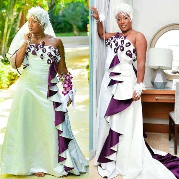 2023 country wedding dresses bridal gown ruffles satin a line sweep train handmade flowers plus size custom made garden vestido de novia, White
2023 country wedding dresses bridal gown ruffles satin a line sweep train handmade flowers plus size custom made garden vestido de novia, White