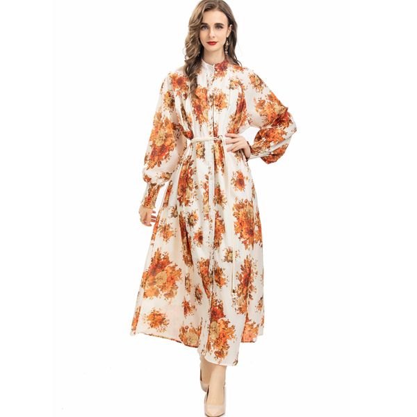 women's runway dresses o neck long sleeves floral printed elegant fashion designer vestidos, Black
women's runway dresses o neck long sleeves floral printed elegant fashion designer vestidos, Black
