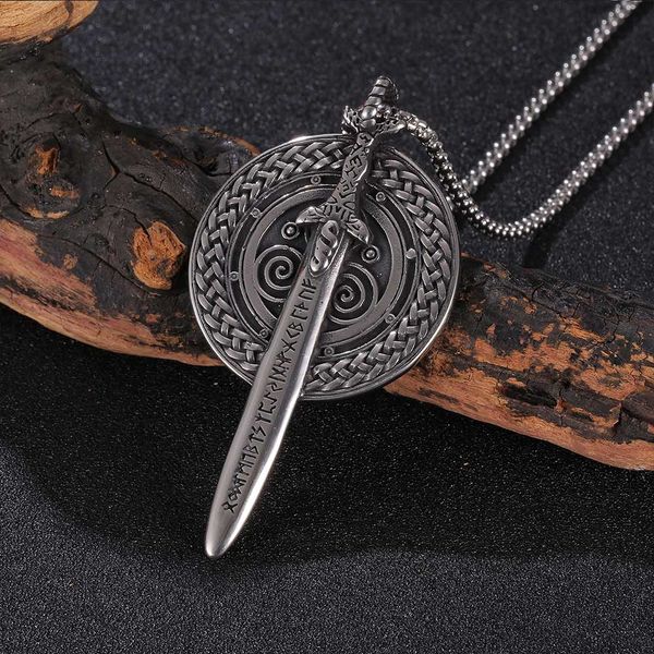 stainless steel sword shield pendant necklace for men punk personality nordic viking warrior sweater chain necklace 60cm, Silver
stainless steel sword shield pendant necklace for men punk personality nordic viking warrior sweater chain necklace 60cm, Silver