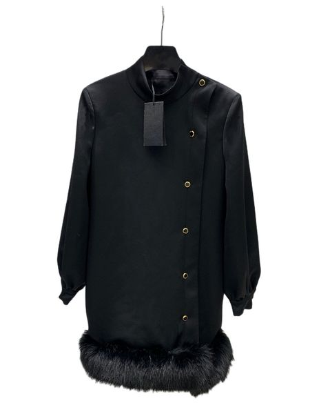 autumn and winter temperament new satin fox hair high grade acetate satin black mini dress, Black;gray
autumn and winter temperament new satin fox hair high grade acetate satin black mini dress, Black;gray