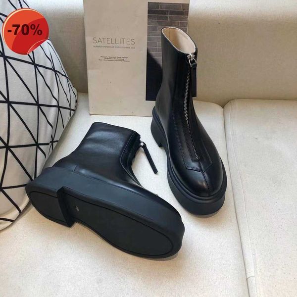 the smooth row leather ankle chelsea boots platform zipper slip-on round toe block heels flat wedges booties chunky boot for women factory f, Black
the smooth row leather ankle chelsea boots platform zipper slip-on round toe block heels flat wedges booties chunky boot for women factory f, Black