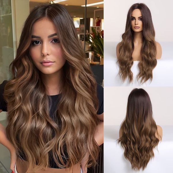brown wig for women long curly wig natural brunette wigs middle part heat resistant synthetic 26 inch wig, Black
brown wig for women long curly wig natural brunette wigs middle part heat resistant synthetic 26 inch wig, Black