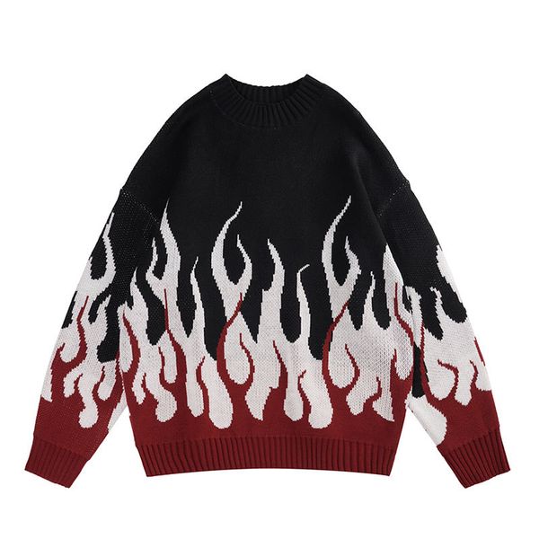 men vintage knitted sweater y2k streetwear hip hop fire flame knit jumpers sweaters harajuku casual loose punk gothic pullovers, White;black
men vintage knitted sweater y2k streetwear hip hop fire flame knit jumpers sweaters harajuku casual loose punk gothic pullovers, White;black