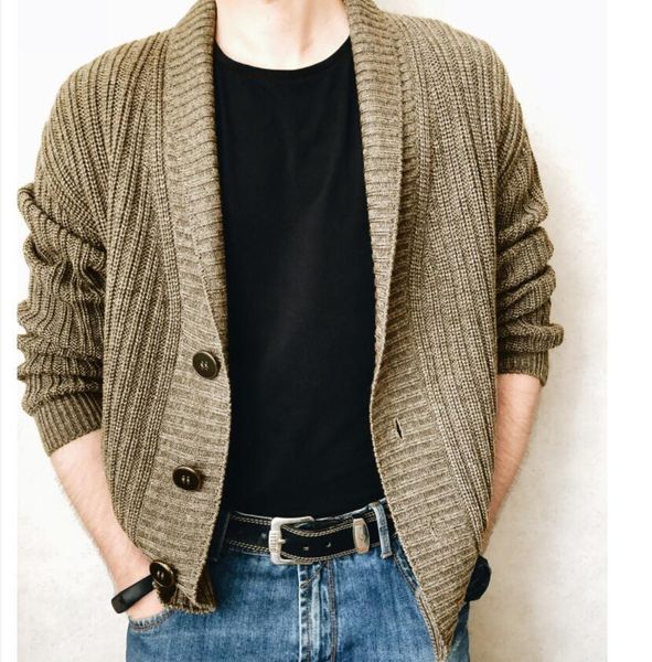 cardigan men's sweater autumn and winter new solid color knitted coated coat men clothing, White;black
cardigan men's sweater autumn and winter new solid color knitted coated coat men clothing, White;black