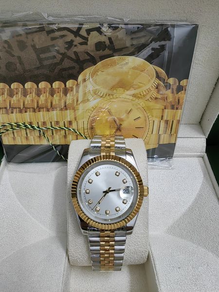 with original box watches luxury fashion watches 18k yellow white diamonds dial & bezel 41mm automatic mens watch desinger men's watchs, Slivery;brown
with original box watches luxury fashion watches 18k yellow white diamonds dial & bezel 41mm automatic mens watch desinger men's watchs, Slivery;brown