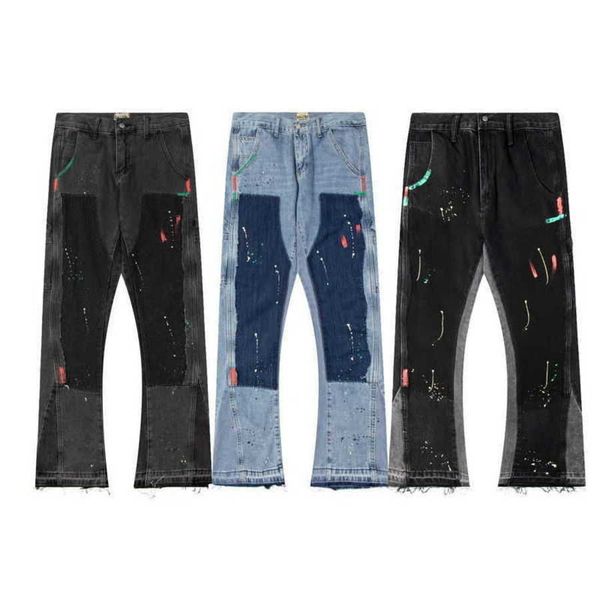 men's and women's jeans fashion brand designer pants gallxxyed wash water contrast splice casual denim loose trousers, Blue
men's and women's jeans fashion brand designer pants gallxxyed wash water contrast splice casual denim loose trousers, Blue