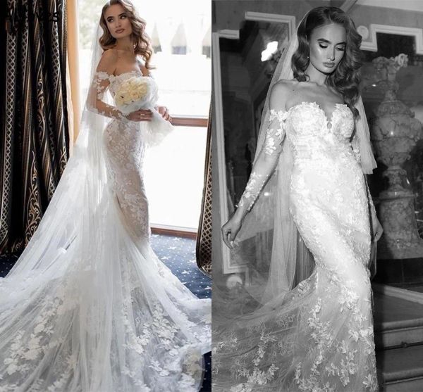 2023 designer lace mermaid wedding dresses bridal gown off the shoulder applique long sleeves custom made sweep train vestidos de novia plus, White
2023 designer lace mermaid wedding dresses bridal gown off the shoulder applique long sleeves custom made sweep train vestidos de novia plus, White