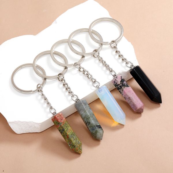 hexagonal column key ring natural stone opal crystal gem keychain for women men personality accessories, Slivery;golden
hexagonal column key ring natural stone opal crystal gem keychain for women men personality accessories, Slivery;golden