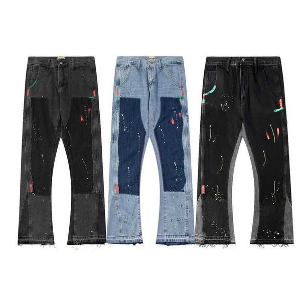 men's and women's jeans fashion brand designer pants gallxxyed wash water contrast splice casual denim loose trousers, Blue
men's and women's jeans fashion brand designer pants gallxxyed wash water contrast splice casual denim loose trousers, Blue