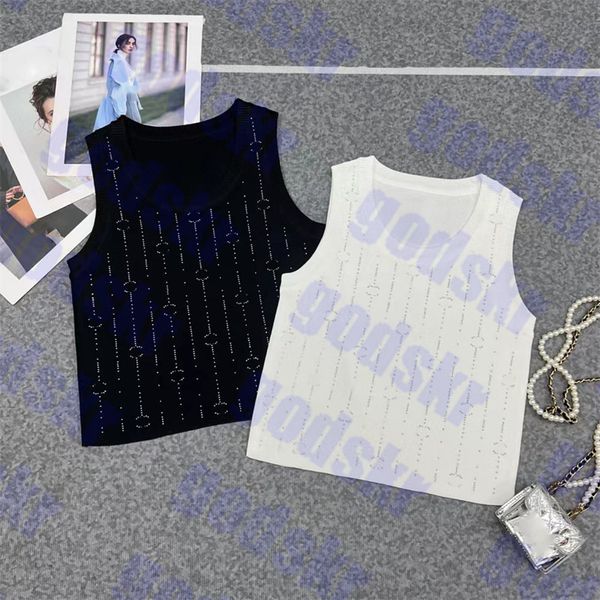 rhinestone tank brand logo fashion womens knitted vests spring summer sleeveless sweater for women, White
rhinestone tank brand logo fashion womens knitted vests spring summer sleeveless sweater for women, White