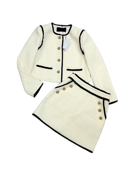 autumn and winter new fashion temperament tassel woolen suit small coat high waist skirt combination, White
autumn and winter new fashion temperament tassel woolen suit small coat high waist skirt combination, White