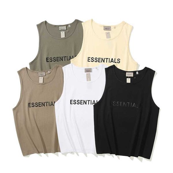 double line essentials letter pressed rubber vest t-shirt men' and women' loose fashion brand shoulder, White;black
double line essentials letter pressed rubber vest t-shirt men' and women' loose fashion brand shoulder, White;black