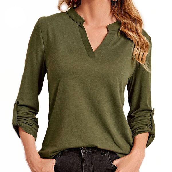 summer fashion long-sleeved straight fitted t-shirt women blouse simple pure color with v neck puff long sleeves, White
summer fashion long-sleeved straight fitted t-shirt women blouse simple pure color with v neck puff long sleeves, White