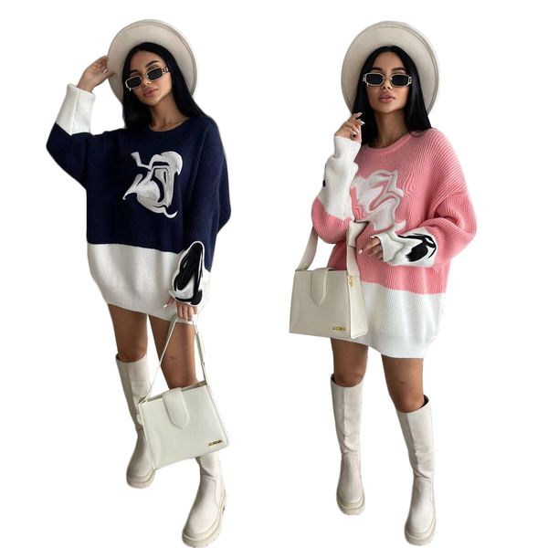 m4006 spring letter print sweater short dress for women long sleeve loose casual high street knitting sweaters mini dresses, Black;gray
m4006 spring letter print sweater short dress for women long sleeve loose casual high street knitting sweaters mini dresses, Black;gray