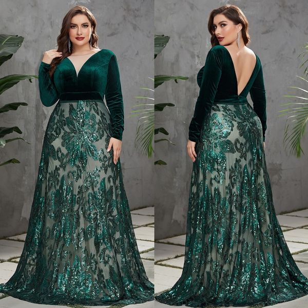 designer lace plus size evening dresses sheer v neck long sleeves prom gowns a line floor length velvet special occasion dress, Black
designer lace plus size evening dresses sheer v neck long sleeves prom gowns a line floor length velvet special occasion dress, Black