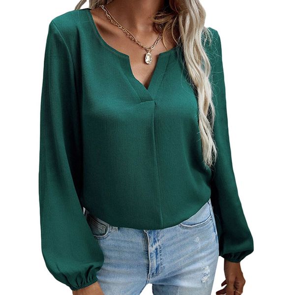 summer fashion long-sleeved straight loose shirt women blouse simple pure color with v neck puff long sleeves button back, White
summer fashion long-sleeved straight loose shirt women blouse simple pure color with v neck puff long sleeves button back, White