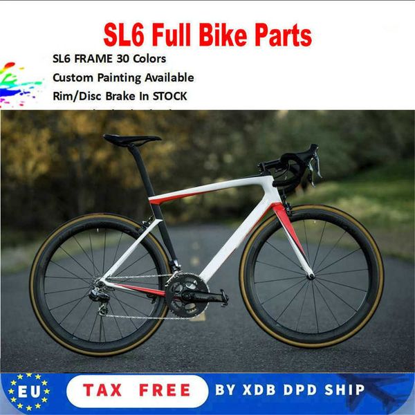 Image of T1000 DIY Sl6 Road Racing Bike White Carbon Complete Bike Glossy Rim Brake with R7010 groupset 50mm Carbon Wheelset