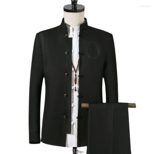 men's suits classic men embroidered fashion casual stand collar mens blazers jacket and pants china vintage style, White;black
men's suits classic men embroidered fashion casual stand collar mens blazers jacket and pants china vintage style, White;black