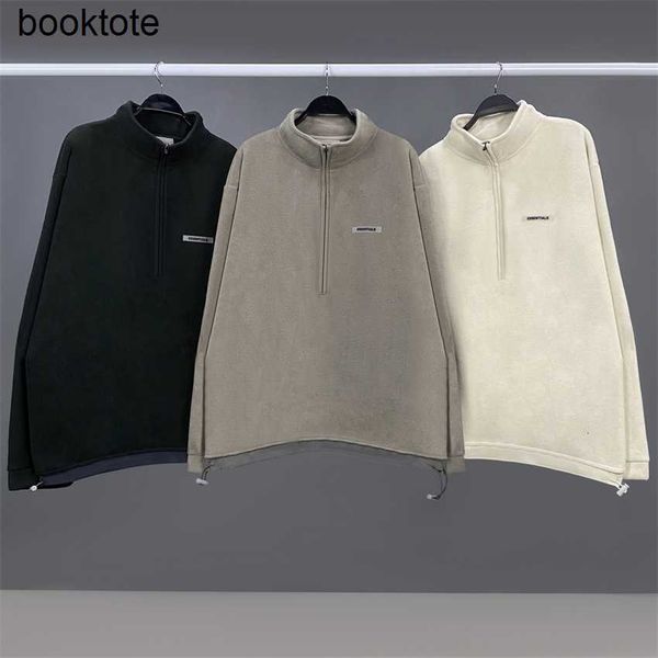 hoodie jacket feel essentials double line chao brand high street fleece half zipper hoodie for men, Black;brown
hoodie jacket feel essentials double line chao brand high street fleece half zipper hoodie for men, Black;brown