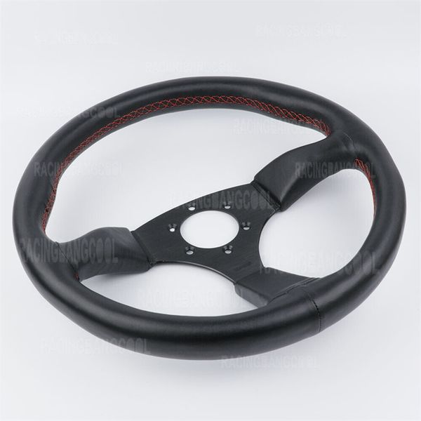 14inch 350mm jdm spoon black deep dish leather racing sport steering wheel