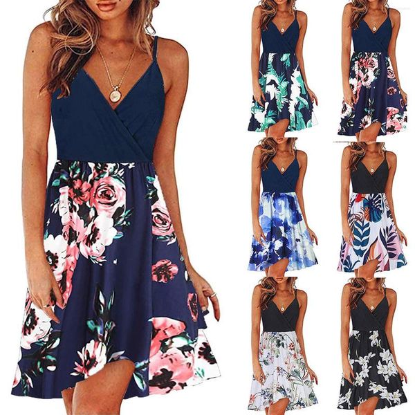 casual dresses floral dress women's v-neck print strap summer swing with ruffle clothing vestido de mujer, Black;gray
casual dresses floral dress women's v-neck print strap summer swing with ruffle clothing vestido de mujer, Black;gray