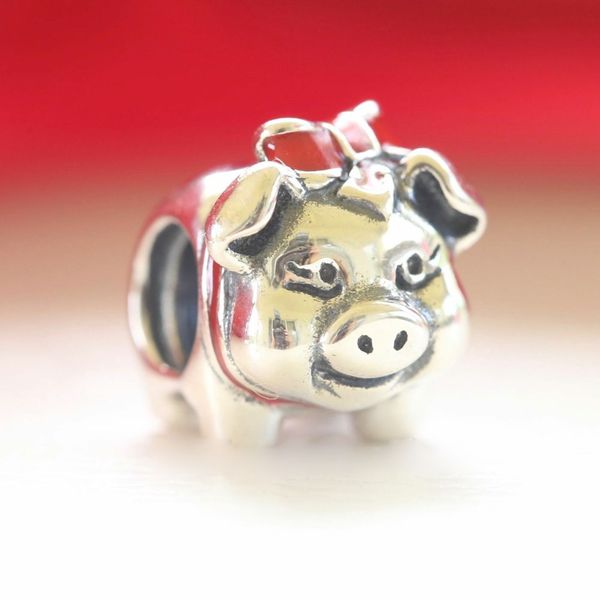 925 sterling silver lovely pig animal charm bead fits european pandora jewelry charm bracelets, Black
925 sterling silver lovely pig animal charm bead fits european pandora jewelry charm bracelets, Black