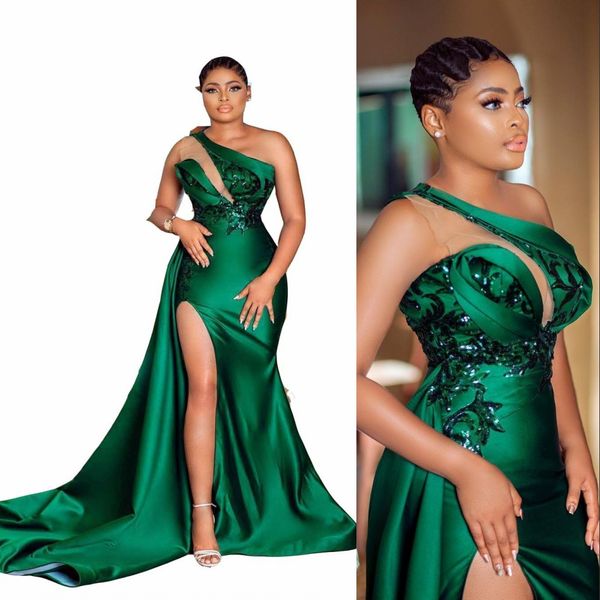 2023 evening dresses arabic hunter green mermaid one shoulder sequined lace appliques keyhole side split satin sweep train aso ebi prom gown, Black;red
2023 evening dresses arabic hunter green mermaid one shoulder sequined lace appliques keyhole side split satin sweep train aso ebi prom gown, Black;red