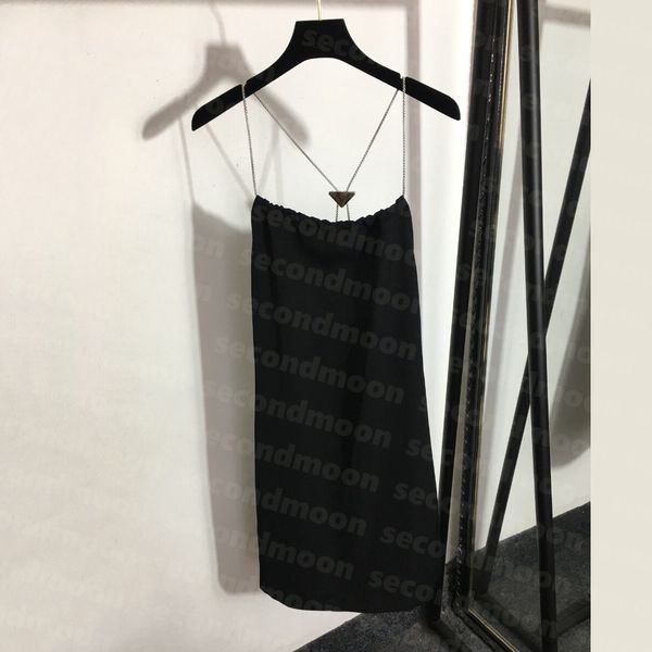 Image of Women Chain Sling Dress Sexy Backless Party Dresses Summer Breathable Casual Dress Sleeveless Fashion Skirt