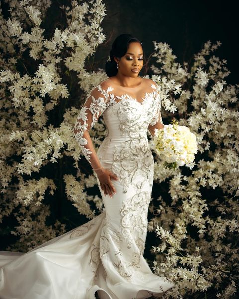 gorgeous 2023 mermaid wedding dresses long sleeve lace appliqued bridal gown beading sweep train vestido de novia, White
gorgeous 2023 mermaid wedding dresses long sleeve lace appliqued bridal gown beading sweep train vestido de novia, White