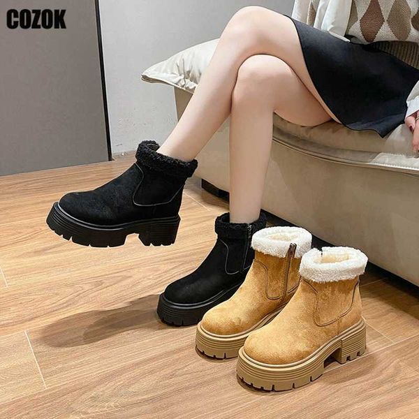 boots women's snow woman winter 2022 round toe plush keep warm platform shoes ladies suede zipper fashion ankle 221215, Black
boots women's snow woman winter 2022 round toe plush keep warm platform shoes ladies suede zipper fashion ankle 221215, Black