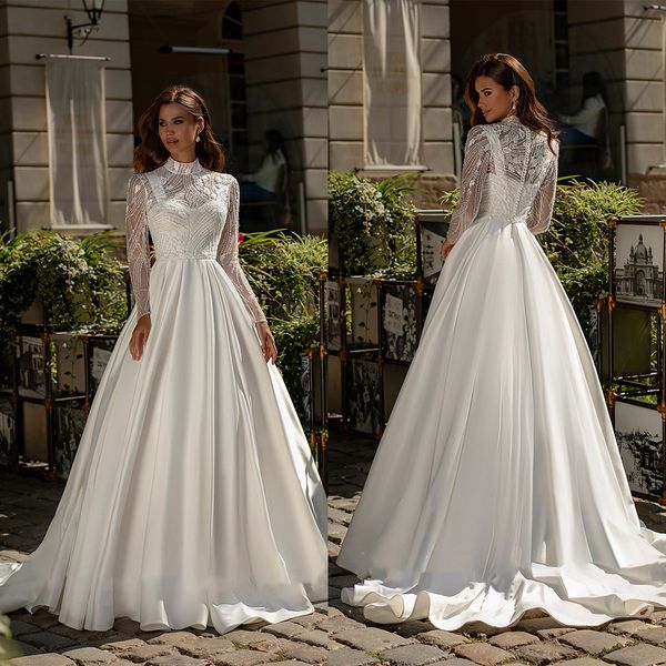 bohemian a-line wedding dresses with jacket high collar long sleeves lace appliqued boho vestidos de novia custom made plus size beach brida, White
bohemian a-line wedding dresses with jacket high collar long sleeves lace appliqued boho vestidos de novia custom made plus size beach brida, White