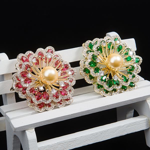 classic gold pearl brooch double layer green red flower brooches for women fashion zircon corsage pin clothing jewelry, Gray
classic gold pearl brooch double layer green red flower brooches for women fashion zircon corsage pin clothing jewelry, Gray