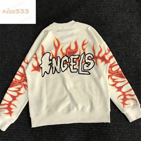 23ss new hoodies flame letter print pattern loose round neck cotton apricot color men women street personality sweatshirt, Black
23ss new hoodies flame letter print pattern loose round neck cotton apricot color men women street personality sweatshirt, Black