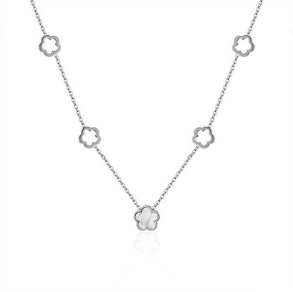 elegant white shell flower chain necklace for women fashion stainless steel pendant necklaces, Silver
elegant white shell flower chain necklace for women fashion stainless steel pendant necklaces, Silver