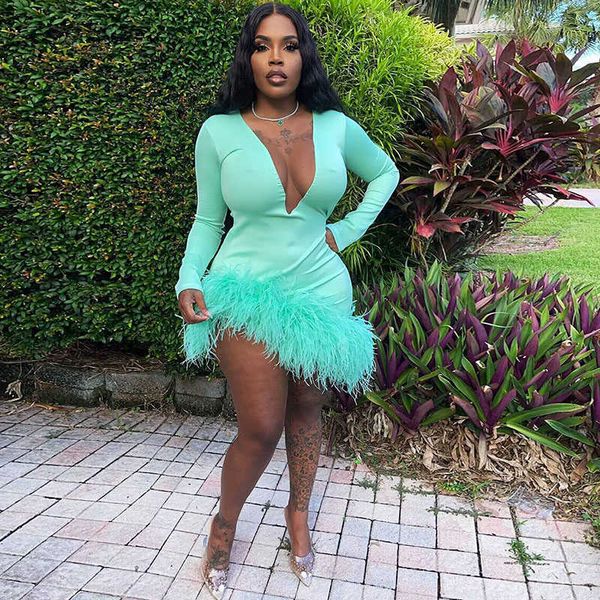 party dresses night clubwear mini dress women long sleeve v-neck feathers bodycon birthady outfits vestidos de fiesta 2022 220103, White;black
party dresses night clubwear mini dress women long sleeve v-neck feathers bodycon birthady outfits vestidos de fiesta 2022 220103, White;black