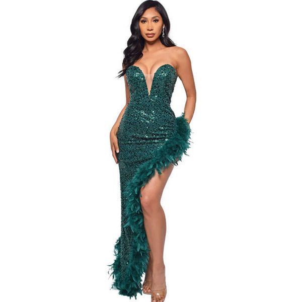 party dresses glitter sequins maxi women night wedding evening elegant club feathers high split birthday robe 220103, White;black
party dresses glitter sequins maxi women night wedding evening elegant club feathers high split birthday robe 220103, White;black
