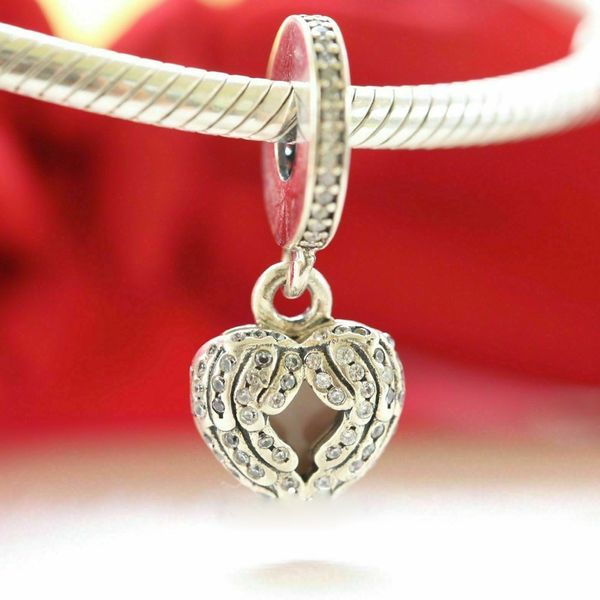 925 sterling silver heart wing charm with enamel dangle bead fits european pandora jewelry charm bracelets, Black
925 sterling silver heart wing charm with enamel dangle bead fits european pandora jewelry charm bracelets, Black