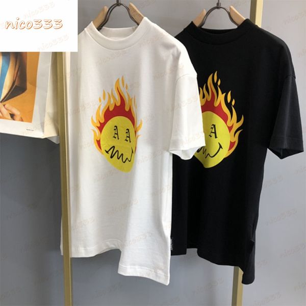 23ss new t shirt flame letter print pattern cotton round neck loose versatile black and white street men and women, White;black
23ss new t shirt flame letter print pattern cotton round neck loose versatile black and white street men and women, White;black